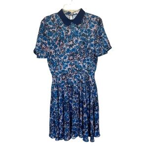 Rebecca Minkoff Blue Floral Dress Peter Pan Collar